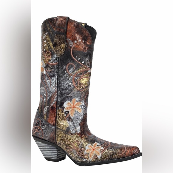 Durango Shoes - Durango Crush Cowboy Boots RD3030 Size 9 Floral Embroidery Western Rhinestone